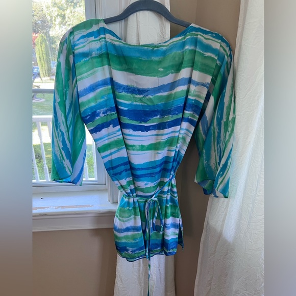 Ralph Lauren Green and Blue Striped Top - Picture 1 of 3